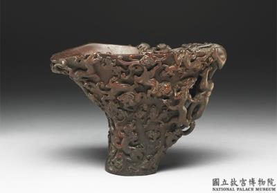 图片[2]-Carved rhinoceros horn cup with chi-dragon decoration, Qing dynasty, 18th century-China Archive